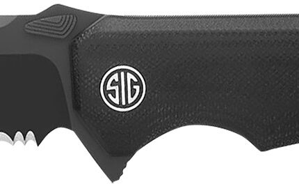 Sig Sauer Knives VA9BBS Validus  3.78" Folding Drop Point Part Serrated Black PVD M390 Steel Blade, 4.76" Black Textured G10 Handle