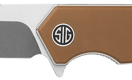 Sig Sauer Knives TS8SBRN Tsuru  3.30" Folding Tanto Plain Satin 154CM SS Blade, 4.20" Coyote Brown G10 Handle