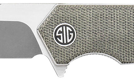 Sig Sauer Knives TS8SG Tsuru  3.30" Folding Tanto Plain Satin 154CM SS Blade, 4.20" Green Canvas Micarta Handle
