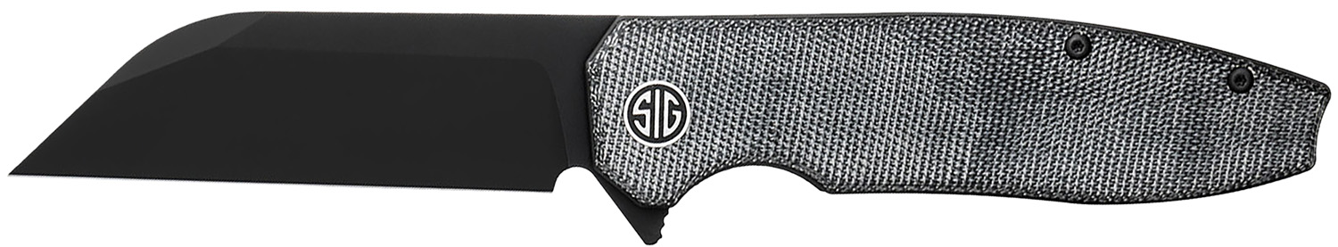 Sig Sauer Knives KA8BB Karak 3.25" Folding Wharncliffe Plain Black PVD Nitro-V Blade, 4" Salt & Pepper Micarta Handle