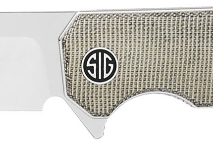 Sig Sauer Knives KA7SG Karak  3.25" Folding Wharncliffe Plain Black PVD Nitro-V Blade, 4" Green Canvas Micarta Handle