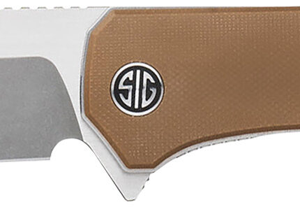 Sig Sauer Knives XI SBRN Xiphos  3.40" Folding Modified Tanto Plain Dark Acid Stonewash/Satin Nitro-V Blade, 4.20" Coyote Brown G10 Handle