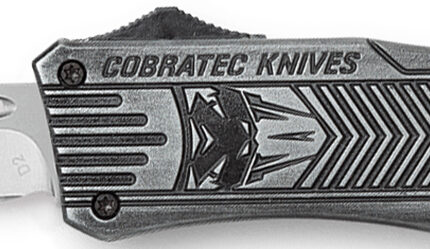 CobraTec Knives MSWCTK1MDNS CTK-1 American Flag Medium 3" OTF Drop Point Plain Stonewashed D2 Steel Blade, 5" Black Aluminum Alloy Handle