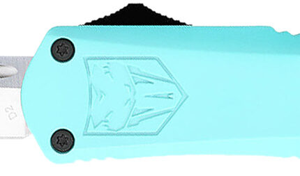 CobraTec Knives STBFS3DNS FS-3 Small 2.75" OTF Drop Point Plain D2 Steel Blade, 4.25" Mint Blue Aluminum Alloy Handle