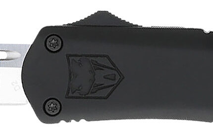CobraTec Knives MBFS3DNS FS-3 Medium 3" OTF Drop Point Plain D2 Steel Blade, 4.50" Black Aluminum Alloy Handle