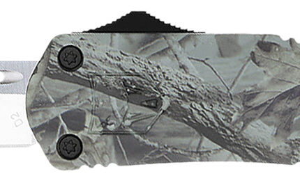 CobraTec Knives MWDFS3DNS FS-3  Medium 3" OTF Drop Point Plain D2 Steel Blade, 4.50" Woodland Camo Aluminum Alloy Handle