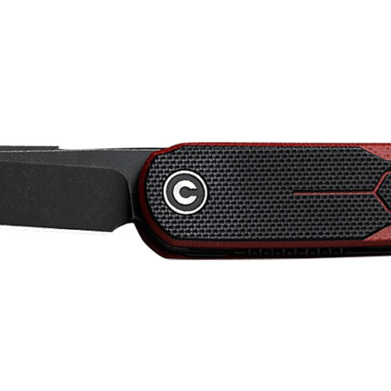 Civivi Knives C23015-1 KwaiQ  2.97" Folding Plain Black Stonewashed Nitro-V Steel Blade, Black/Burgundy Textured G10 Handle