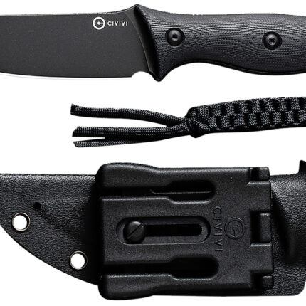 Civivi Knives C23041-1 Stormridge  3.92" Fixed Straight Back Plain Black Stonewashed Nitro-V Steel Blade, Black Textured G10 Handle