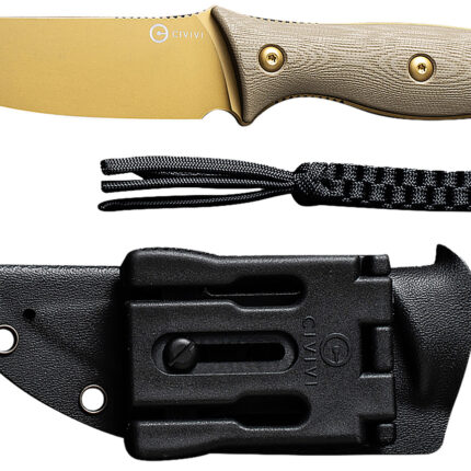 Civivi Knives C23041-2 Stormridge  3.92" Fixed Straight Back Plain Desert Tan Stonewashed Nitro-V Steel Blade, Tan Textured G10 Handle
