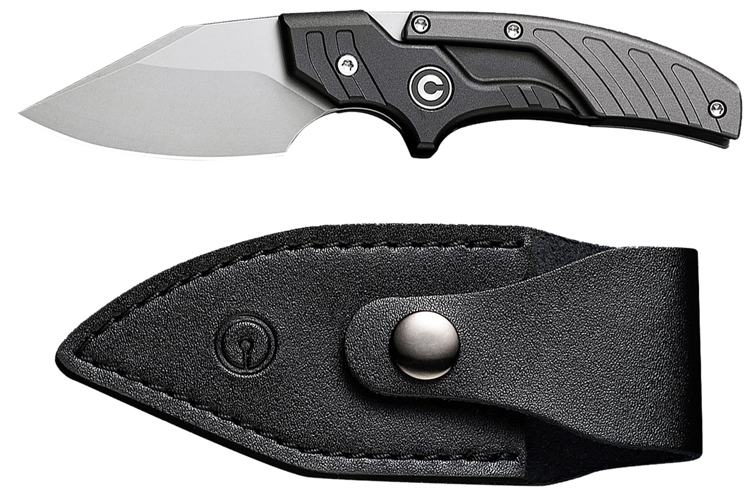 Civivi Knives C21036-3 Typhoeus 2.27" Adjustable Fixed Stonewashed Plain 14C28N Steel Blade, 3.98" Black/Gray Textured Aluminum Handle