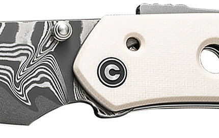 Civivi Knives C22036-DS1 Vision FG  3.54" Folding Reverse Tanto Plain Damascus Blade, Ivory G10 Handle