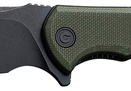 Civivi Knives C18026C-1 Praxis Mini 2.98" Folding Drop Point Plain Black Stonewashed D2 Steel Blade, OD Green Textured G10 Handle