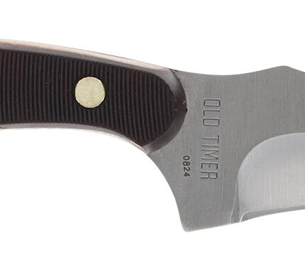 Old Timer 1227067 Sharpfinger  1.60"/3.25" Folding/Fixed Plain Satin Stainless Steel Blade 2.20"/3.75" Brown w/Brass Sawcut Handle