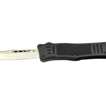 Steel River Knives MT618BULDP MT618 Ultralight 3.25" OTF Drop Point Plain Polished D2 Steel Blade, 4.25" Black Aluminum Handle