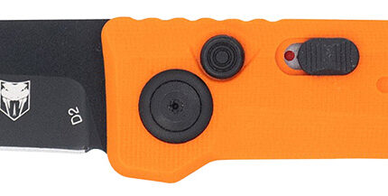 CobraTec Knives CTIFRORG Inferno  3.50" OTF Tanto Plain Black TiCN D2 Steel Blade, 4.75" Blaze Orange Textured Handle