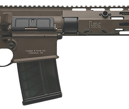 HK 81001205 MR762 A4 7.62x51mm 20+1 16.50" Black Threaded Barrel, Patriot Brown Picatinny Rail Receiver, M-LOK Handguard, 6 Position Black Synthetic Stock, Black Finger Grooved Grip, Ambidextrous