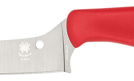 Spyderco K14PRD Z-Cut Pointed 4.40" Fixed Plain Stonewashed CTS BD1N SS Blade, Red Textured Polypropylene Handle