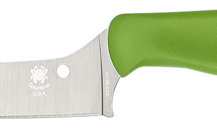 Spyderco K14PGN Z-Cut Pointed 4.40" Fixed Plain Stonewashed CTS BD1N SS Blade, Green Textured Polypropylene Handle