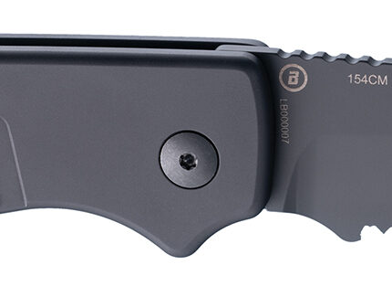 Hogue 64120 Ballista  3.50" Folding Tanto Part Serrated Black Cerakote 154CM SS Blade, Matte Black w/Fluted Texture Aluminum Handle