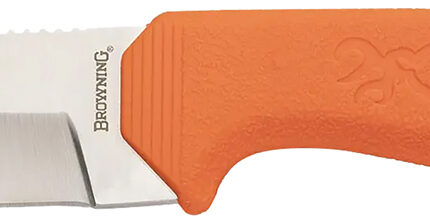 Browning 3220554 Sharp Ridge Skinner 3.50" Fixed Drop Point Plain 8Cr13MoV SS Blade, Orange Anti-Skid Rubber Handle