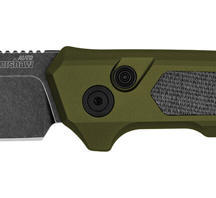 Kershaw 7205 Launch 22 Automatic 3.45" Folding Spear Point Plain CPM MagnaCut Steel Blade, OD Green Anodized w/Black Micarta Inserts Aluminum Handle