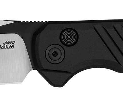 Kershaw 7305 Launch 23 Automatic 3.30" Folding Trailing Point Plain Black Cerakote/Satin CPM 154 SS Blade, Black Anodized Aluminum Handle