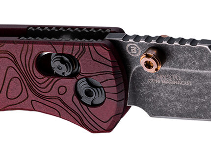 Hogue 24452 Mysto  3.40" Folding Drop Point Plain Black Stonewashed CPM MagnaCut Steel Blade, Redstone Richlite Handle