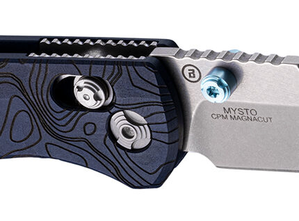 Hogue 24456 Mysto  3.40" Folding Clip Point Plain Black Stonewashed CPM MagnaCut Steel Blade, Maple Valley Richlite Blue Handle