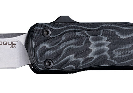 Hogue 34879 Counterstrike  3.35" OTF Drop Point Plain Stone Tumbled CPM 20V SS Blade, G-Mascus Black Aluminum/G10 Handle