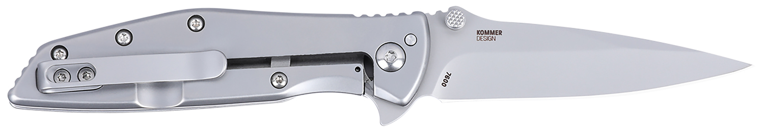 CRKT 7600 SLAG EDC 2.95" Folding Plain Bead Blasted D2 Steel Blade, Stainless Steel Handle