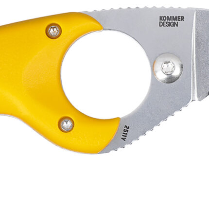 CRKT 2511Y Bear Claw 2.39" Fixed Hawkbill Serrated Powder Coated AUS8A SS Blade, Yellow Textured GRN Handle