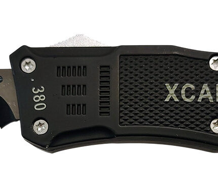 Xcaliber Knife Company  380 ACP  Large 3.80" OTF Part Serrated Black 440C SS Blade, 5.30" Steel Handle