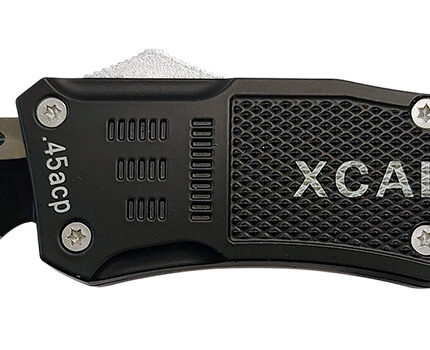 Xcaliber Knife Company  45 ACP  Large 3.80" OTF Tanto Plain Black 440C SS Blade, 5.30" Steel Handle