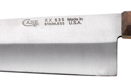 Case 07316 Chef's  8" Fixed Plain Mirror Polished Tru-Sharp SS Blade, Walnut Handle