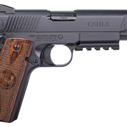Iver Johnson Arms EAGLELRG2 Eagle Gen2 LR Government 45 ACP 8+1 5" Overall Black QPQ Crowned Barrel, Steel Serrated Slide & Frame w/Beavertail, Dymondwood Engraved w/Logo Grip