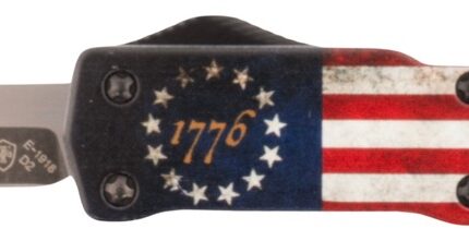 Templar Knife MZBRF121 Premium Weighted Betsy Ross Flag Slim 3.16" OTF Dagger Plain Black Oxide Stonewashed Powder Coated D2 Steel Blade, 4.93" Betsy Ross Flag Aluminum Zinc Alloy Handle