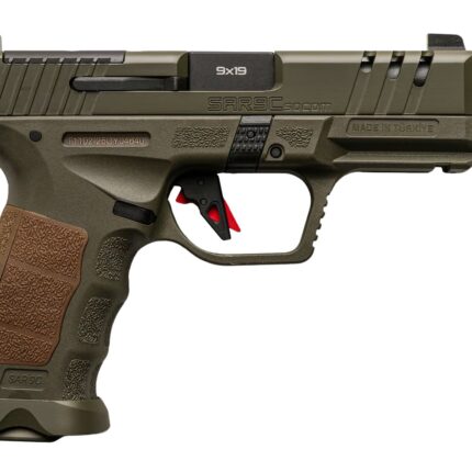 Sarsilmaz SAR9CSOCOMOD10 SAR9 SOCOM Compact 9mm Luger 10+1 4.70" Black Threaded Barrel, OD Green Steel Optic Cut/Serrated Slide, OD Green Polymer Frame w/Picatinny Rail, Interchangeable Backstrap Grip