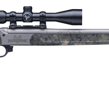 Traditions CR53846604537 NitroFire Pro 50 Cal 209 Primer Firestick 26" Tungsten Cerakote Fluted Threaded Barrel, Drilled & Tapped Steel Receiver, Adj Cheek Piece & LOP Desert Web Synthetic Stock, 3.5-