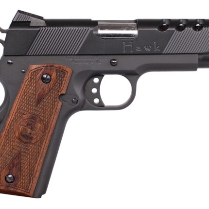 Iver Johnson Arms HAWK45P Hawk Commander 45 ACP 8+1 4.25" Black Ported Barrel, Matte Black Steel Ported/Serrated Slide, Matte Black Steel Frame w/Beavertail, Checkered Double Diamond Walnut Grip, Righ