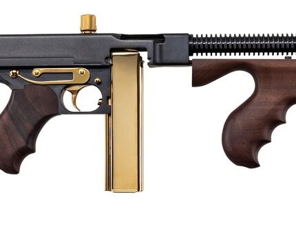 Auto-Ordnance T1ABTG 1927A-1 Deluxe Special Edition Carbine 45 ACP 20+1 18" Black Compensated Barrel, Black Steel w/Titanium Gold Appointments Receiver, American Walnut Furniture, Gold Plated Buttplat