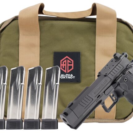 Alpha Foxtrot AA39X1QIG-XDBK20-PROM AF1911 Romulus Promo Compact Frame 9mm Luger 20+1 3.50" Black DLC Threaded Compensated Barrel, Black DLC Stainless Steel Optic Ready/Serrated Slide & Frame w/Beaver