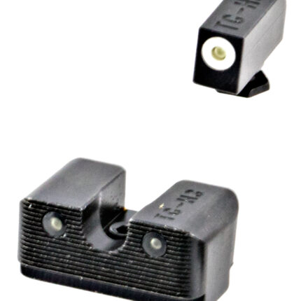 TruGlo TG231G2W Tritium Pro  High, White Outline Tritium Front/ Green Tritium Rear/Black Nitride Fortress Frame, Compatible w/Most Glock Except MOS, Front Post/Rear Dovetail Mount