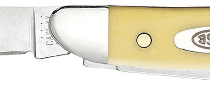 Case 00030 Peanut  2.10"/1.53" Folding Clip/Pen Plain Tumble Polish Chrome Vanadium Blade/Smooth Yellow Synthetic Handle