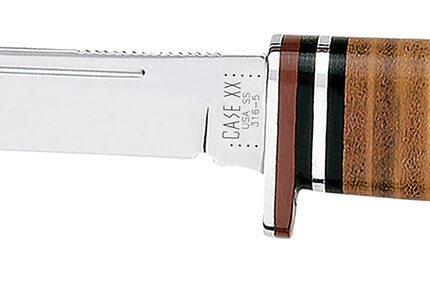 Case 00381 Hunter  5" Fixed Clip Point Plain Mirror Polished Tru-Sharp SS Blade/4.50" Grooved Leather Handle Includes Sheath