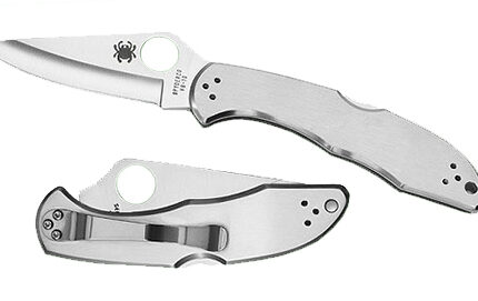 Spyderco C11P Delica 4 2.95" Folding Drop Point Plain VG-10 SS Blade/ Stainless Steel Handle Includes Pocket Clip