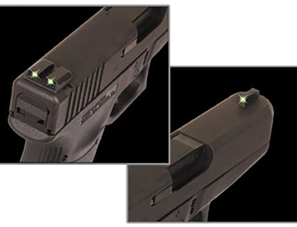 TruGlo TG231G2 Tritium  Green Tritium Front & Rear/Black Nitride Fortress Frame, Compatible w/Most Glock Except MOS 45 ACP/10mm Auto, Front Post/Rear Dovetail Mount