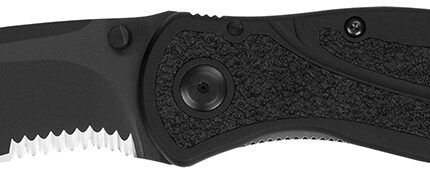 Kershaw 1670BLKST Blur  3.40" Folding Drop Point w/Recurve Part Serrated Black DLC 14C28N Steel Blade Black Anodized Aluminum Handle Includes Pocket Clip
