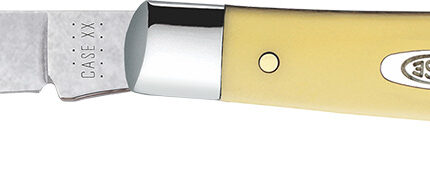 Case 031 S Trapper Slimline 3.25" Folding Clip Point Plain Tumble Polish Chrome Vanadium Steel Blade Yellow Synthetic Handle
