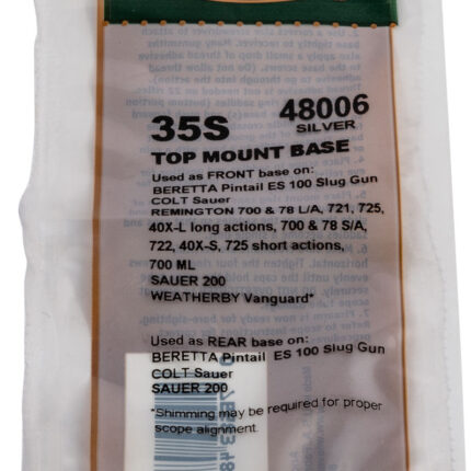 Weaver Mounts 48006 Top Mount Base 35S Silver Remington/Ruger/Weatherby