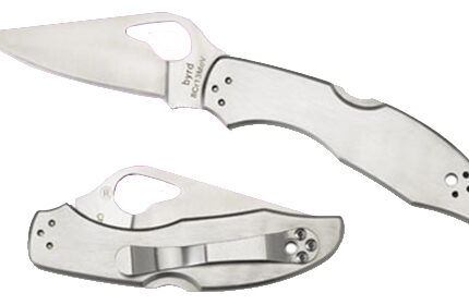 Spyderco BY04P2 Byrd Meadowlark 2 2.93" Folding Clip Point Plain 8Cr13MoV SS Blade Satin Stainless Steel Handle